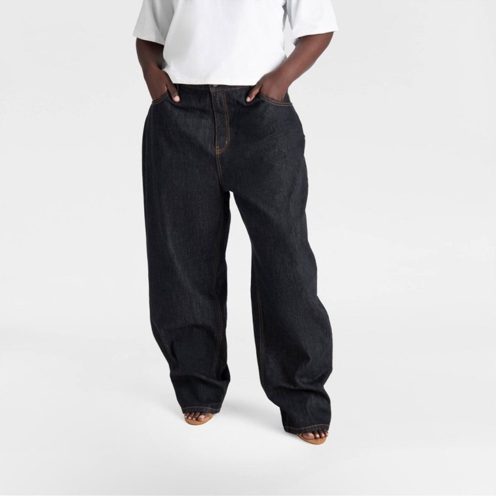 KBB by KAHLANA Women's Mid-Rise Wide Leg 'The Kahlana Jean' Dark Indigo - Picture 2 of 6